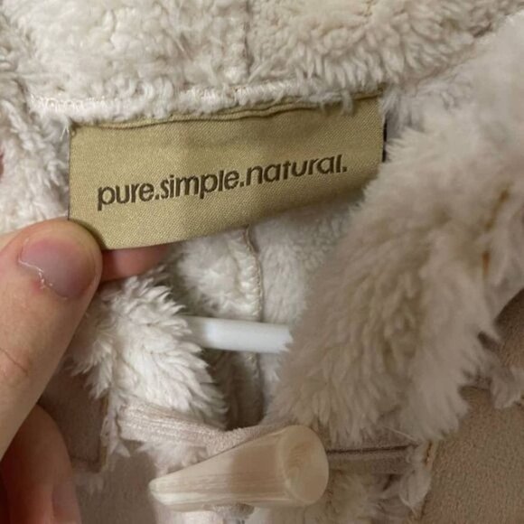 Pure simple natural Vest Womens Small Tan With Hood 100% polyester fuzzy lining - Picture 4 of 8